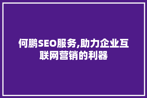 何鹏SEO服务,助力企业互联网营销的利器