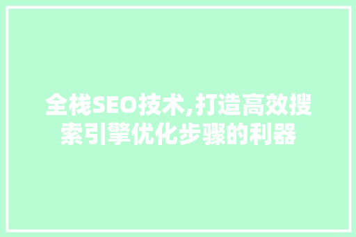 全栈SEO技术,打造高效搜索引擎优化步骤的利器