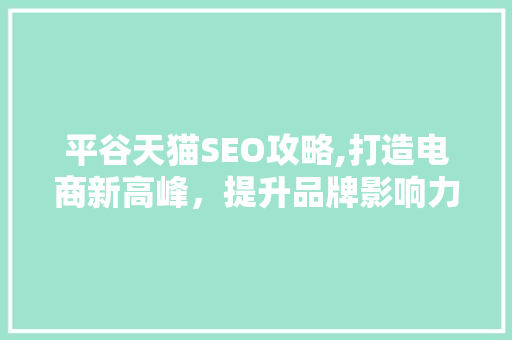 平谷天猫SEO攻略,打造电商新高峰，提升品牌影响力