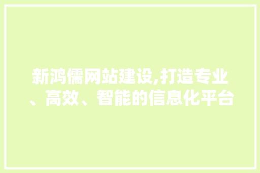 新鸿儒网站建设,打造专业、高效、智能的信息化平台 新鸿儒网站建设,打造专业、高效、智能的信息化平台 网站开发