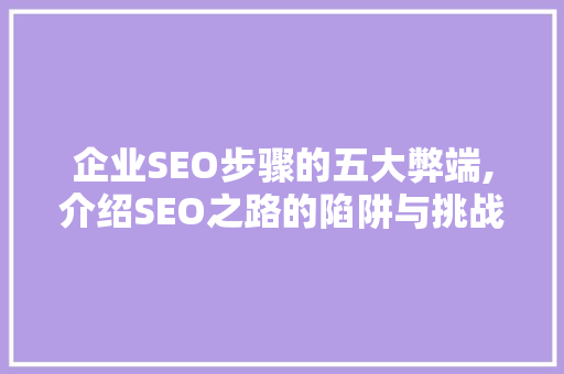 企业SEO步骤的五大弊端,介绍SEO之路的陷阱与挑战