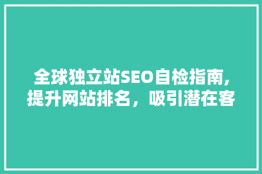 全球独立站SEO自检指南,提升网站排名，吸引潜在客户 网站优化