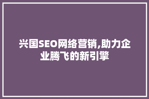 兴国SEO网络营销,助力企业腾飞的新引擎