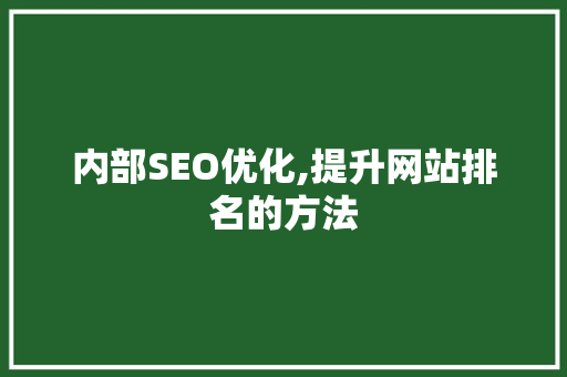内部SEO优化,提升网站排名的方法
