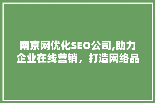 南京网优化SEO公司,助力企业在线营销，打造网络品牌新高度