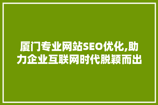 厦门专业网站SEO优化,助力企业互联网时代脱颖而出 小程序开发