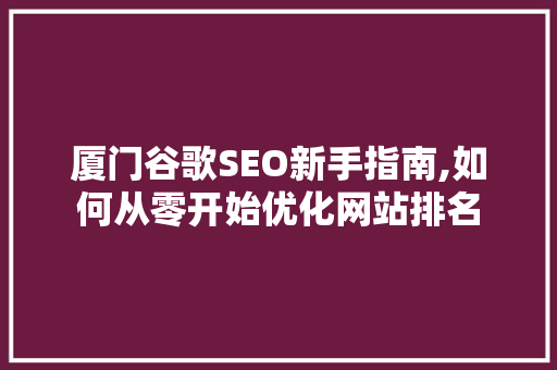 厦门谷歌SEO新手指南,如何从零开始优化网站排名