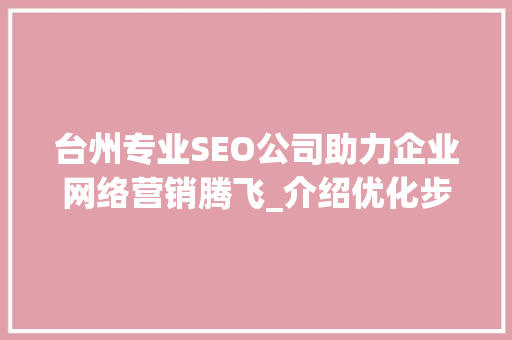 台州专业SEO公司助力企业网络营销腾飞_介绍优化步骤与实战例子