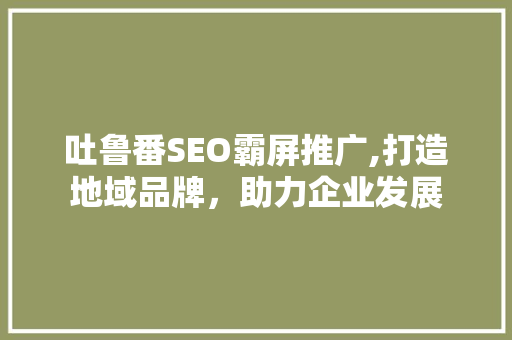 吐鲁番SEO霸屏推广,打造地域品牌，助力企业发展