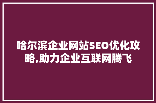 哈尔滨企业网站SEO优化攻略,助力企业互联网腾飞
