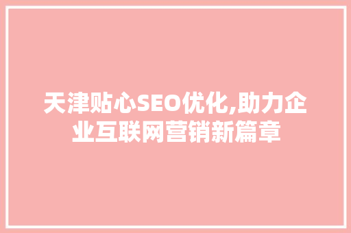 天津贴心SEO优化,助力企业互联网营销新篇章