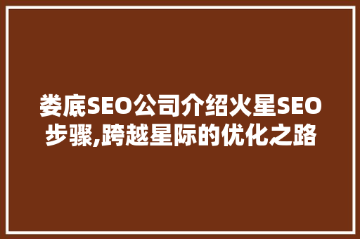 娄底SEO公司介绍火星SEO步骤,跨越星际的优化之路 360搜优化