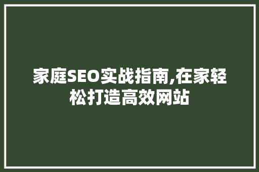 家庭SEO实战指南,在家轻松打造高效网站 360搜优化