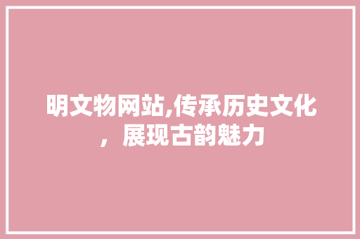 明文物网站,传承历史文化，展现古韵魅力 明文物网站,传承历史文化，展现古韵魅力 360搜优化