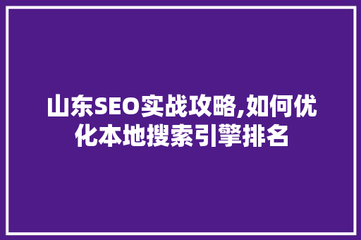 山东SEO实战攻略,如何优化本地搜索引擎排名 小程序开发