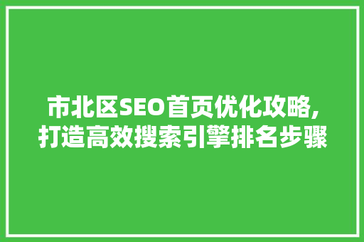 市北区SEO首页优化攻略,打造高效搜索引擎排名步骤