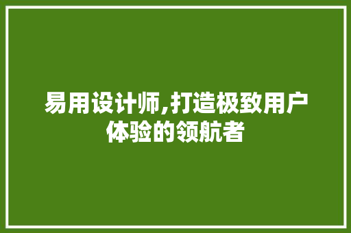 易用设计师,打造极致用户体验的领航者