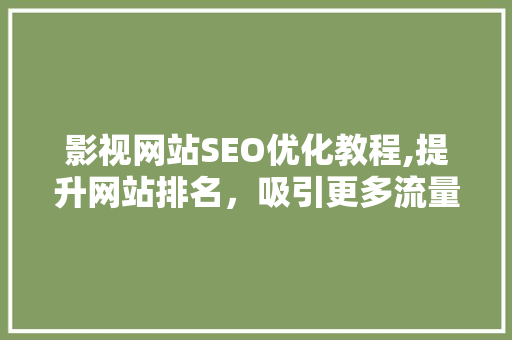影视网站SEO优化教程,提升网站排名，吸引更多流量 网站开发