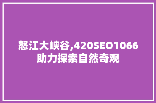 怒江大峡谷,420SEO1066助力探索自然奇观 网站开发