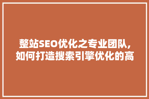 整站SEO优化之专业团队,如何打造搜索引擎优化的高效解决方法
