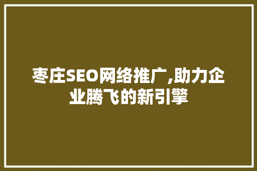 枣庄SEO网络推广,助力企业腾飞的新引擎
