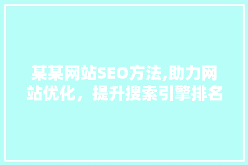 某某网站SEO方法,助力网站优化，提升搜索引擎排名