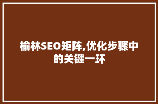 榆林SEO矩阵,优化步骤中的关键一环