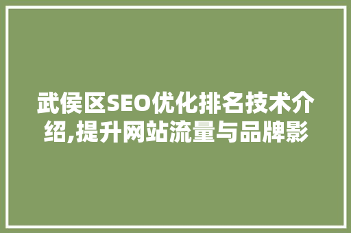 武侯区SEO优化排名技术介绍,提升网站流量与品牌影响力的方法