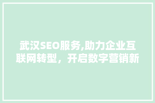 武汉SEO服务,助力企业互联网转型，开启数字营销新篇章