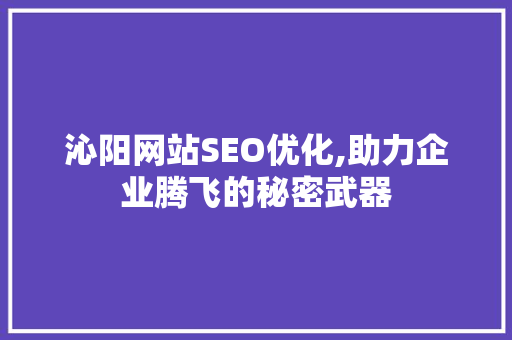 沁阳网站SEO优化,助力企业腾飞的秘密武器