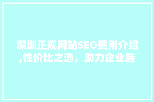 深圳正规网站SEO费用介绍,性价比之选，助力企业腾飞 网站开发