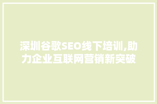深圳谷歌SEO线下培训,助力企业互联网营销新突破 网站优化
