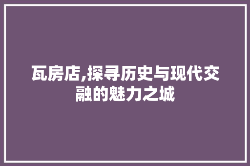 瓦房店,探寻历史与现代交融的魅力之城 seo技术