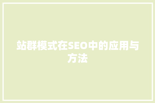 站群模式在SEO中的应用与方法 网站开发