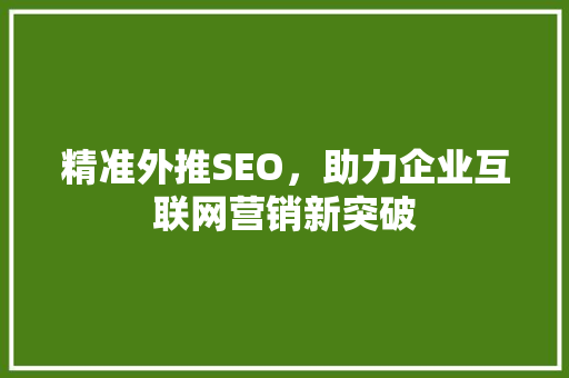 精准外推SEO，助力企业互联网营销新突破