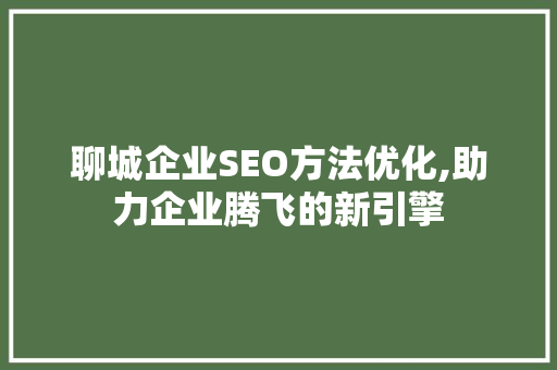 聊城企业SEO方法优化,助力企业腾飞的新引擎