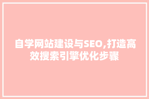 自学网站建设与SEO,打造高效搜索引擎优化步骤 360搜优化