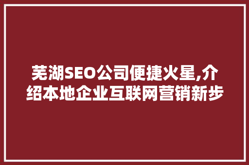 芜湖SEO公司便捷火星,介绍本地企业互联网营销新步骤