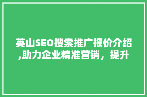 英山SEO搜索推广报价介绍,助力企业精准营销，提升品牌影响力 360搜优化