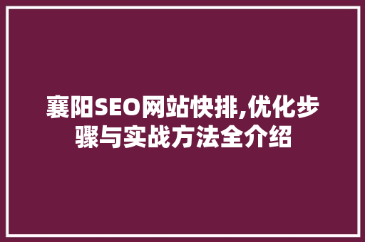 襄阳SEO网站快排,优化步骤与实战方法全介绍
