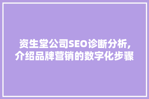 资生堂公司SEO诊断分析,介绍品牌营销的数字化步骤