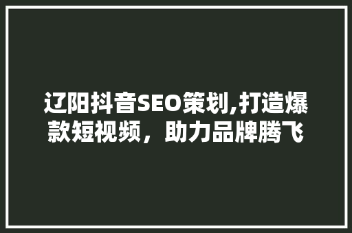 辽阳抖音SEO策划,打造爆款短视频，助力品牌腾飞