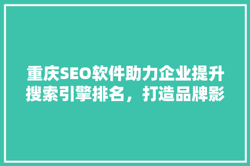 重庆SEO软件助力企业提升搜索引擎排名，打造品牌影响力 小程序开发