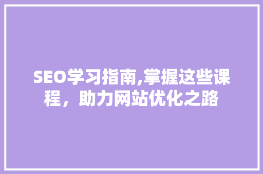 SEO学习指南,掌握这些课程，助力网站优化之路