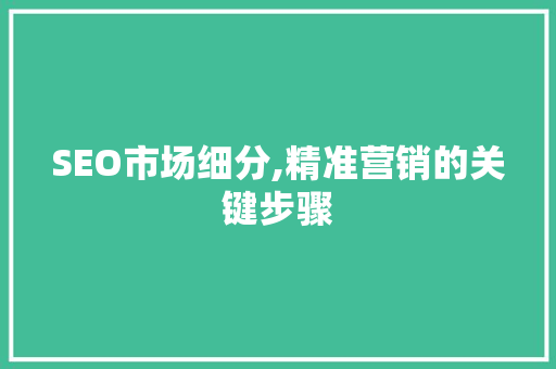 SEO市场细分,精准营销的关键步骤