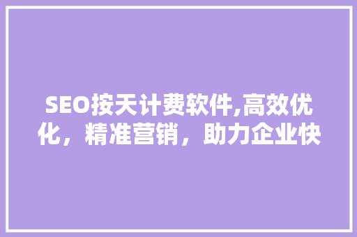 SEO按天计费软件,高效优化，精准营销，助力企业快速崛起 seo技术