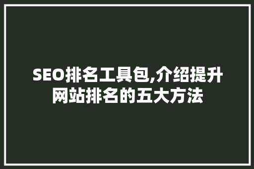 SEO排名工具包,介绍提升网站排名的五大方法 百度算法