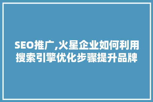 SEO推广,火星企业如何利用搜索引擎优化步骤提升品牌知名度