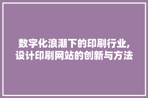 数字化浪潮下的印刷行业,设计印刷网站的创新与方法 数字化浪潮下的印刷行业,设计印刷网站的创新与方法 网站开发