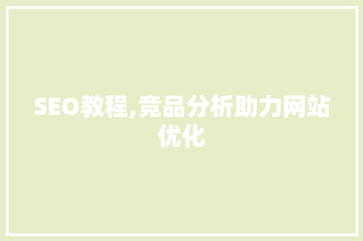 SEO教程,竞品分析助力网站优化